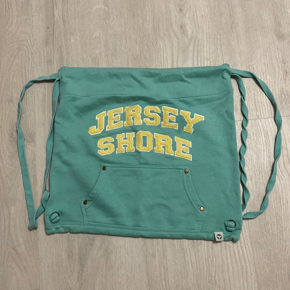 🔥BUNDLE SALE Jersey Shore Grey Whale sweatshirt material drawstring bag backpack